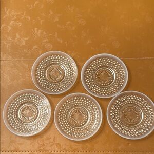Vintage Clear Glass Hobnail Plate Set of 5